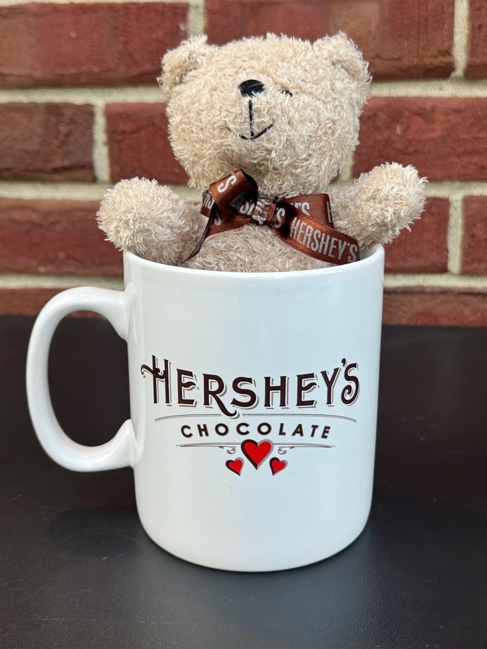 Hershey’s Chocolate Hearts Large Mug Cup 28 oz Jumbo 5" Tall with Bear Plush